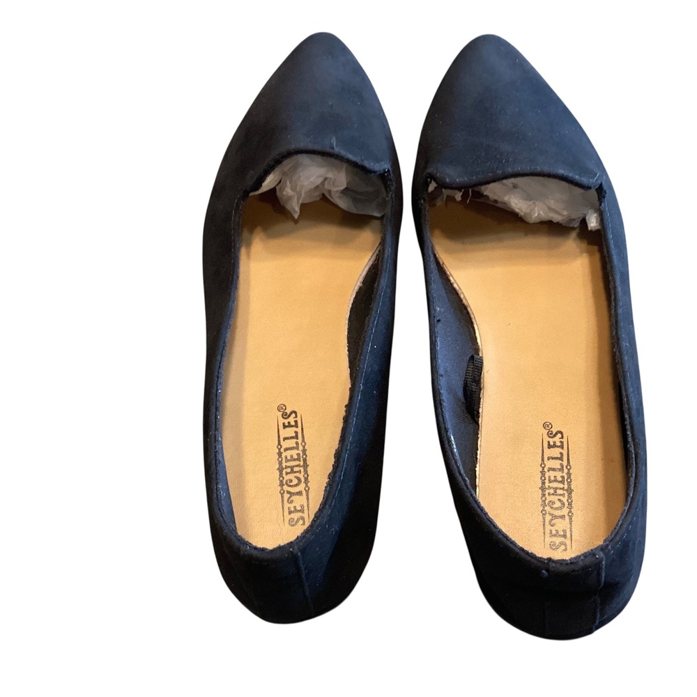 Seychelles Womens Black Faux Suede Pointed Toe Loafers Flats Size 8M EUC - Picture 5 of 8
